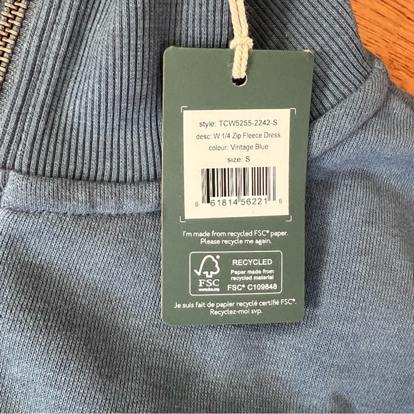 Tentree 1/4 zip fleece dress Vintage Blue size small NWT - Picture 3 of 7